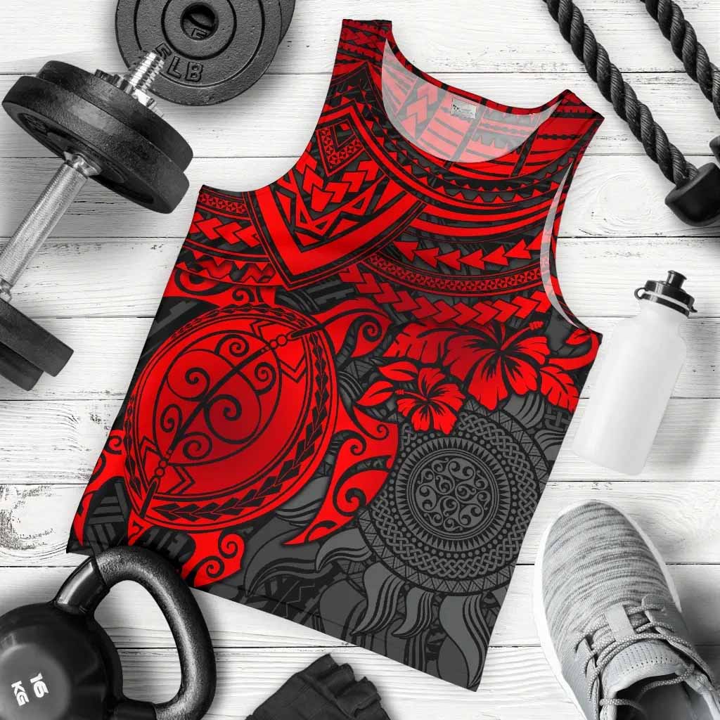 Polynesian Tank Top (Men) - Polynesian Red Turtle