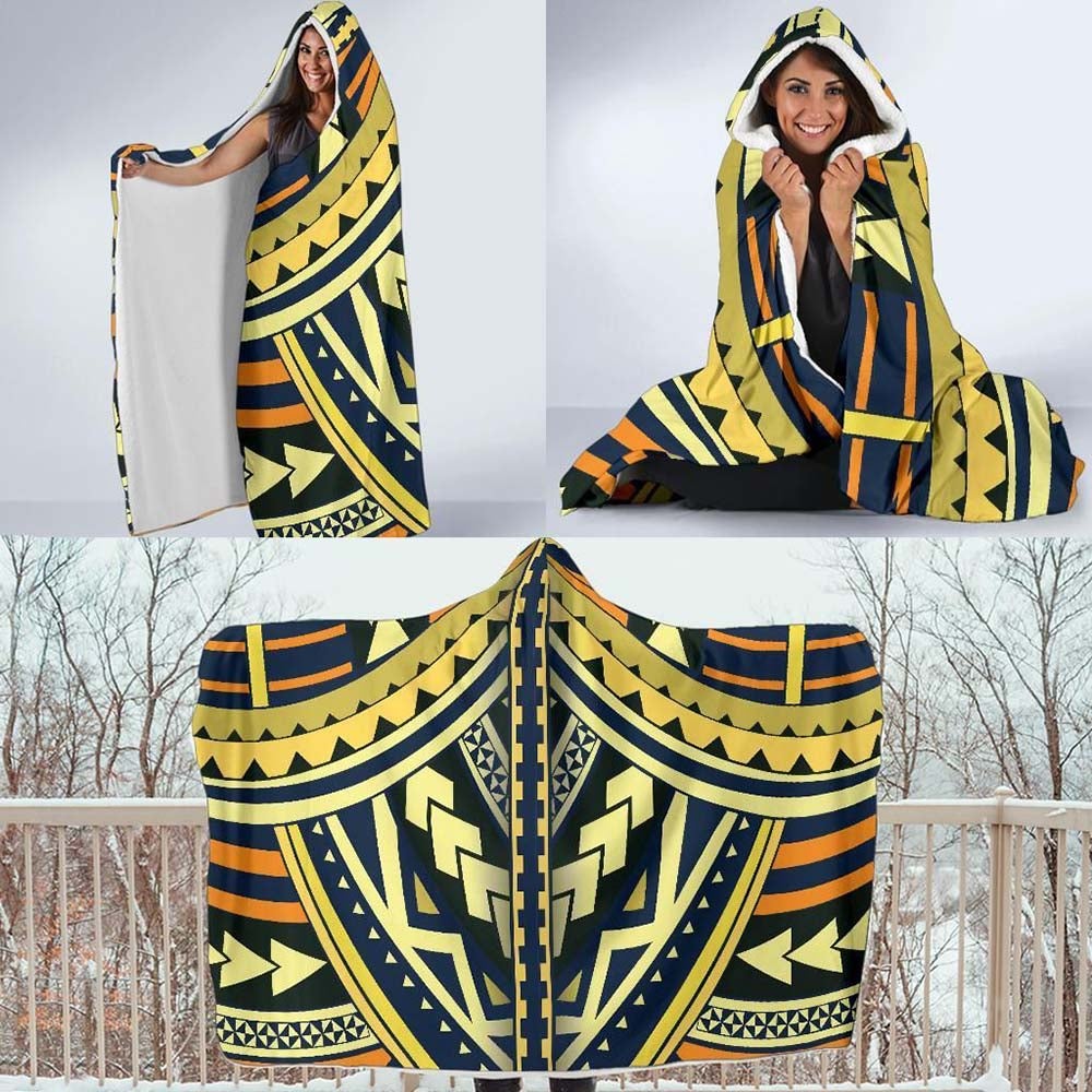 Polynesian Tattoo Hooded Blanket
