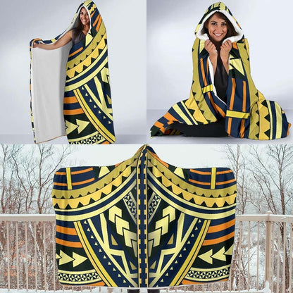 Polynesian Tattoo Hooded Blanket
