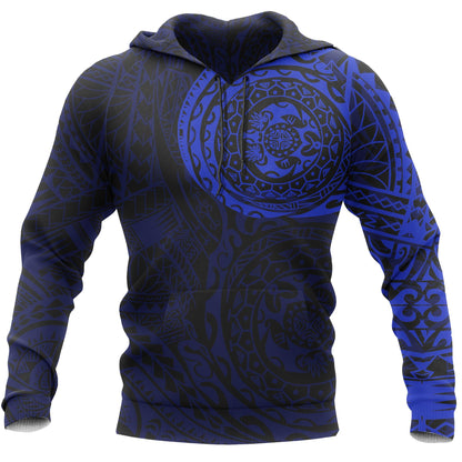 Polynesian Hoodie - Polynesian Tattoo Blue Style