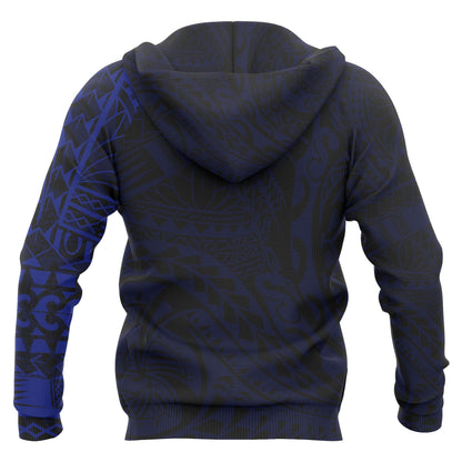 Polynesian Hoodie - Polynesian Tattoo Blue Style
