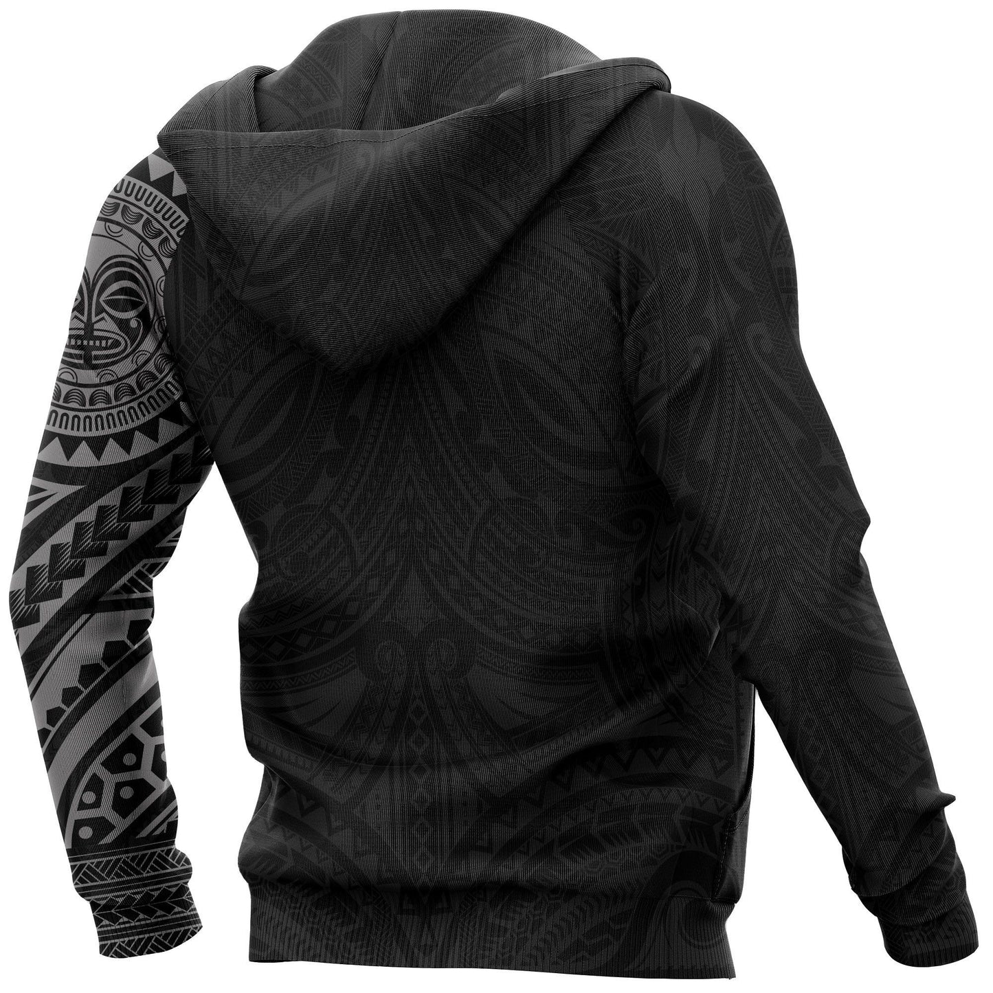 Polynesian Hoodie - Polynesian Tiki Face Tattoo Style Gray