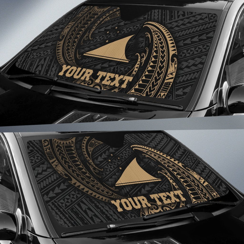 Polynesian Tokelau Custom Personalised Sun Shades - Gold Tribal Wave