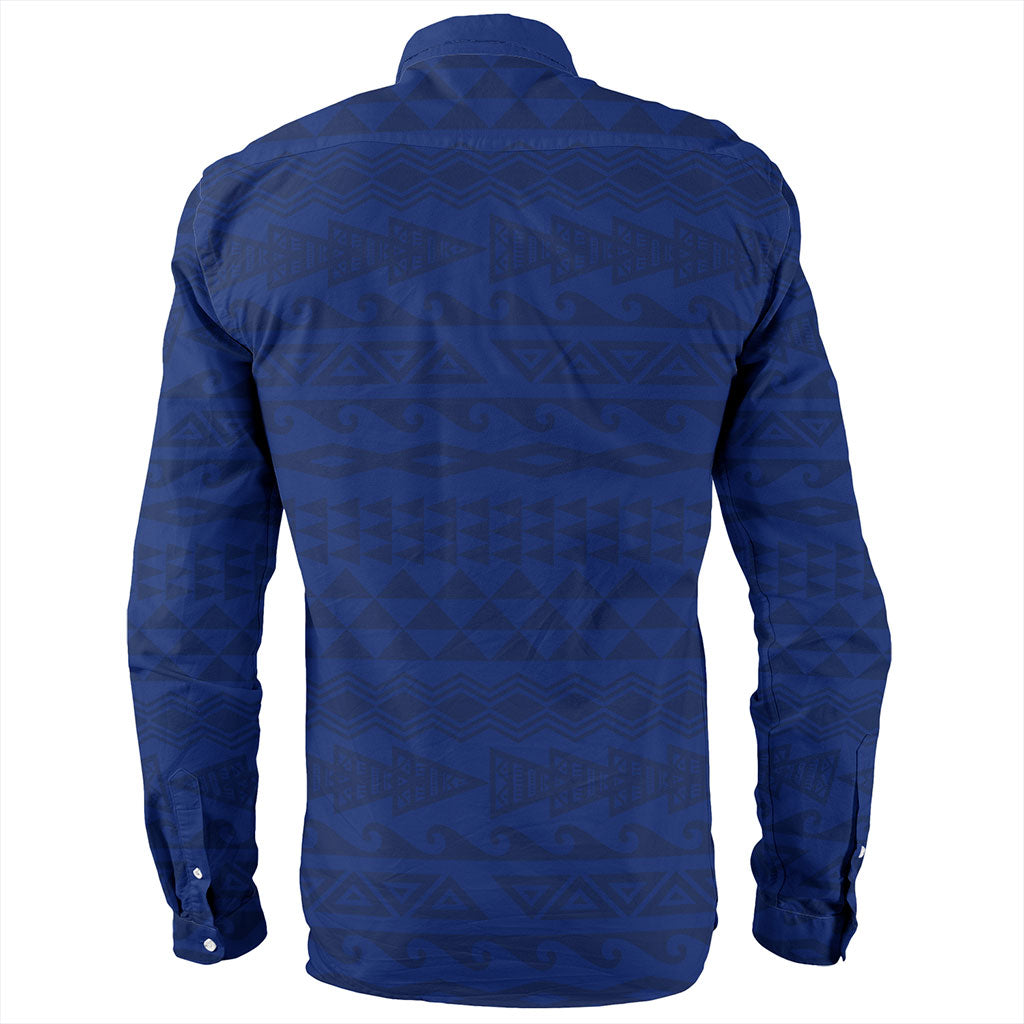 Hawaii Long Sleeve Shirt Polynesia Tribal Flag With Coat Of Arms Crack Style