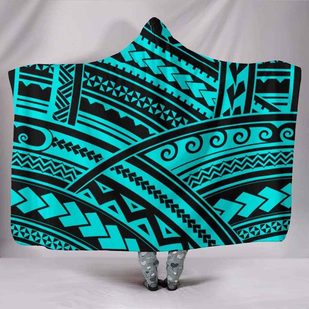 Polynesian Tribal Hooded Blanket