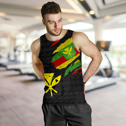 Hawaii Tank Top Polynesia Tribal Kanaka Maoli Flag Crack Style