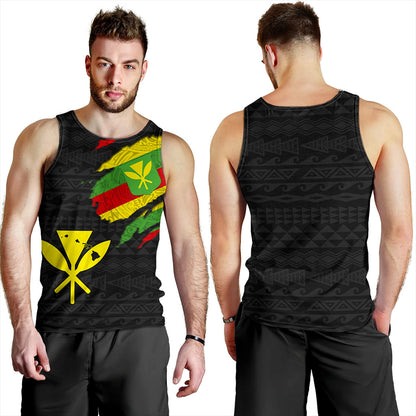 Hawaii Tank Top Polynesia Tribal Kanaka Maoli Flag Crack Style