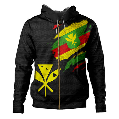Hawaii Hoodie Polynesia Tribal Kanaka Maoli Flag Crack Style