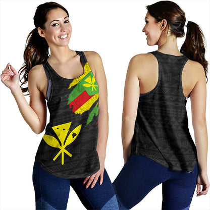 Hawaii Women Tank Polynesia Tribal Kanaka Maoli Flag Crack Style