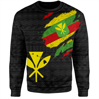 Hawaii Sweatshirt Polynesia Tribal Kanaka Maoli Flag Crack Style