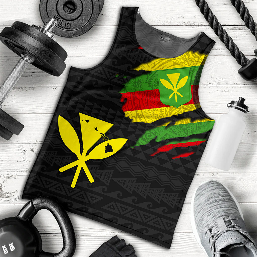 Hawaii Tank Top Polynesia Tribal Kanaka Maoli Flag Crack Style