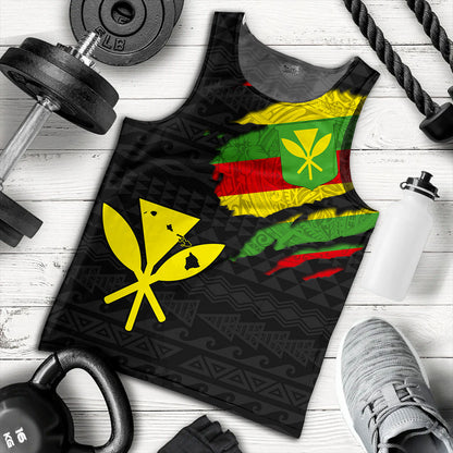 Hawaii Tank Top Polynesia Tribal Kanaka Maoli Flag Crack Style