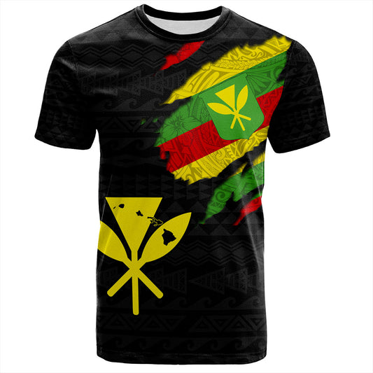 Hawaii T-Shirt Polynesia Tribal Kanaka Maoli Flag Crack Style