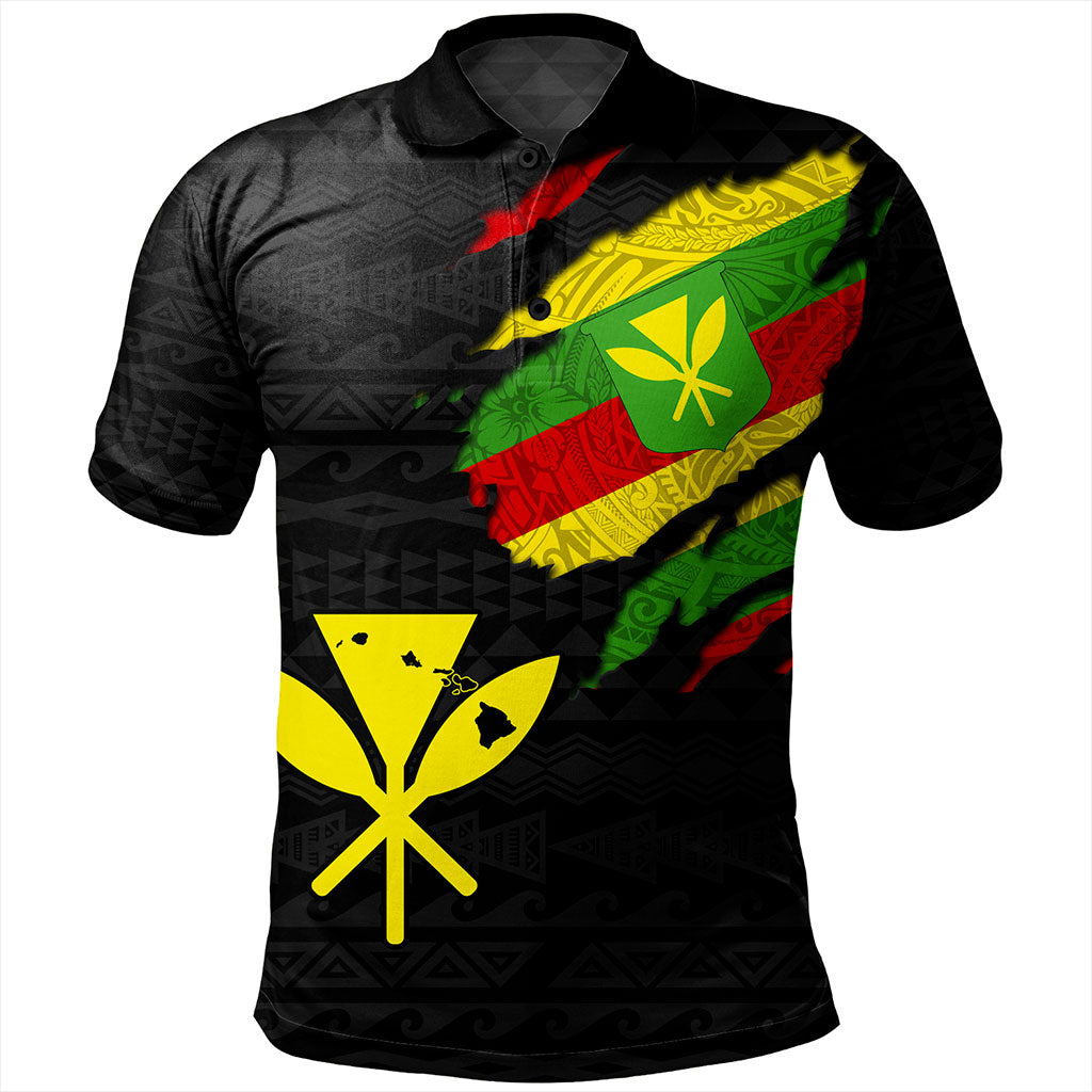 Hawaii Polo Shirt Polynesia Tribal Kanaka Maoli Flag Crack Style