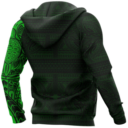Polynesian Hoodie - Polynesian Tribal Lizard Tattoo Green