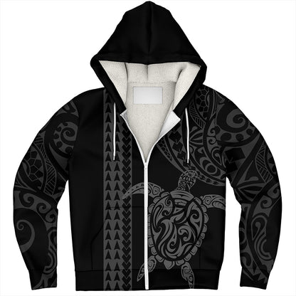 Hawaii Sherpa Hoodie Polynesian Tribal Turtle