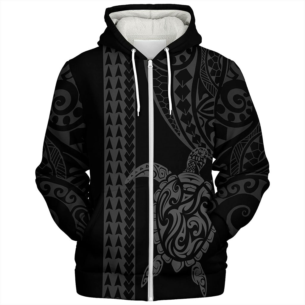 Hawaii Sherpa Hoodie Polynesian Tribal Turtle