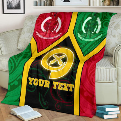 Polynesian Vanuatu Custom Personalised Premium Blanket - Vanuatu Flag and Coat Of Arms 18