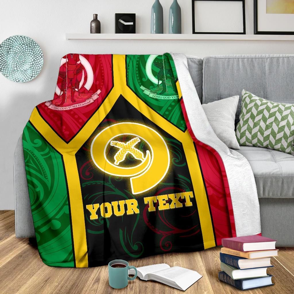 Polynesian Vanuatu Custom Personalised Premium Blanket - Vanuatu Flag and Coat Of Arms 18