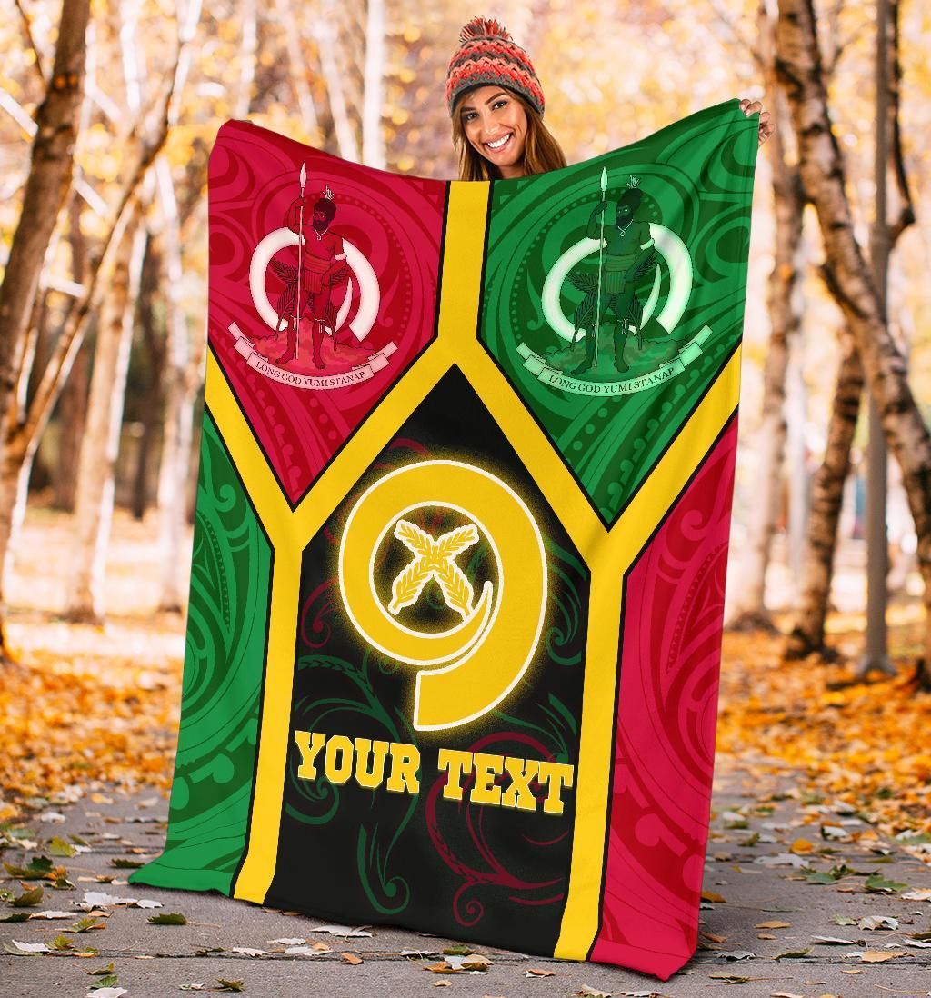 Polynesian Vanuatu Custom Personalised Premium Blanket - Vanuatu Flag and Coat Of Arms 18