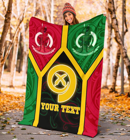 Polynesian Vanuatu Custom Personalised Premium Blanket - Vanuatu Flag and Coat Of Arms 18