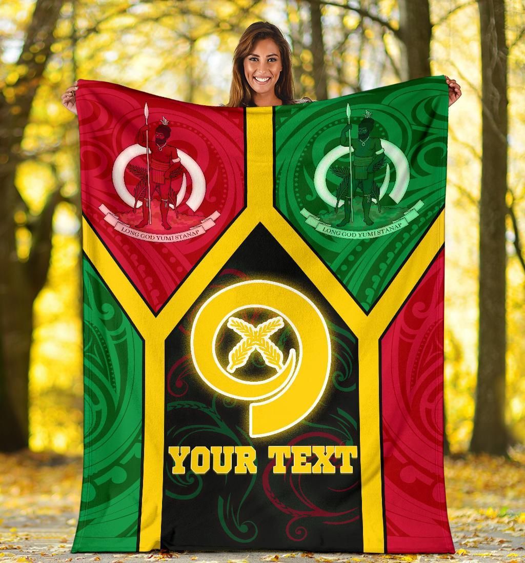 Polynesian Vanuatu Custom Personalised Premium Blanket - Vanuatu Flag and Coat Of Arms 18