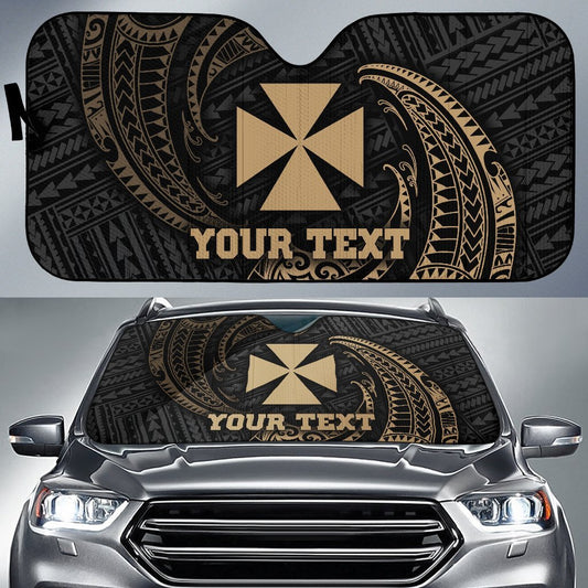 Polynesian Wallis and Futuna Custom Personalised Sun Shades - Gold Tribal Wave