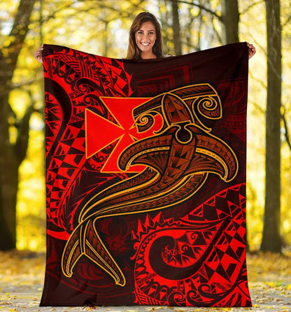 Polynesian Wallis and Futuna Premium Blanket - Red Shark Polynesian Tattoo