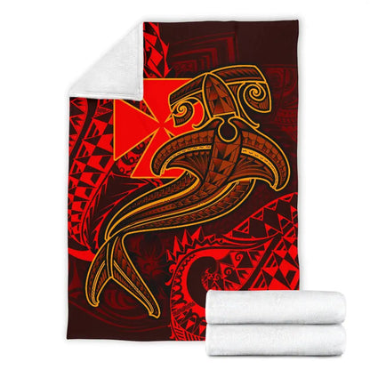 Polynesian Wallis and Futuna Premium Blanket - Red Shark Polynesian Tattoo