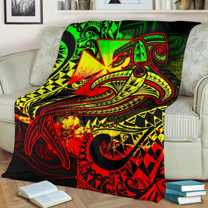 Polynesian Wallis and Futuna Premium Blanket - Reggae Shark Polynesian Tattoo