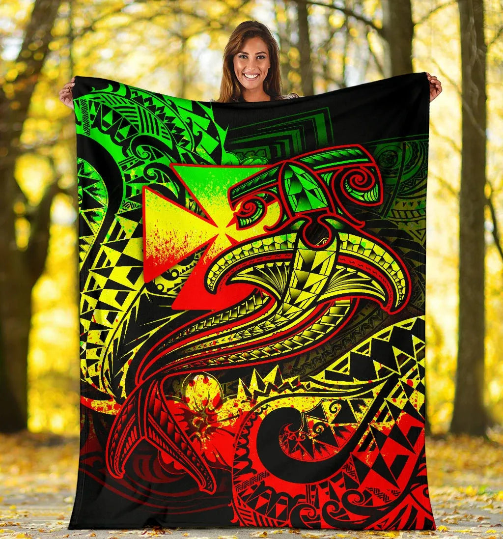 Polynesian Wallis and Futuna Premium Blanket - Reggae Shark Polynesian Tattoo
