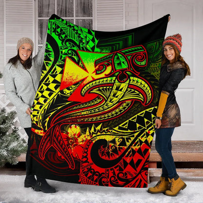 Polynesian Wallis and Futuna Premium Blanket - Reggae Shark Polynesian Tattoo