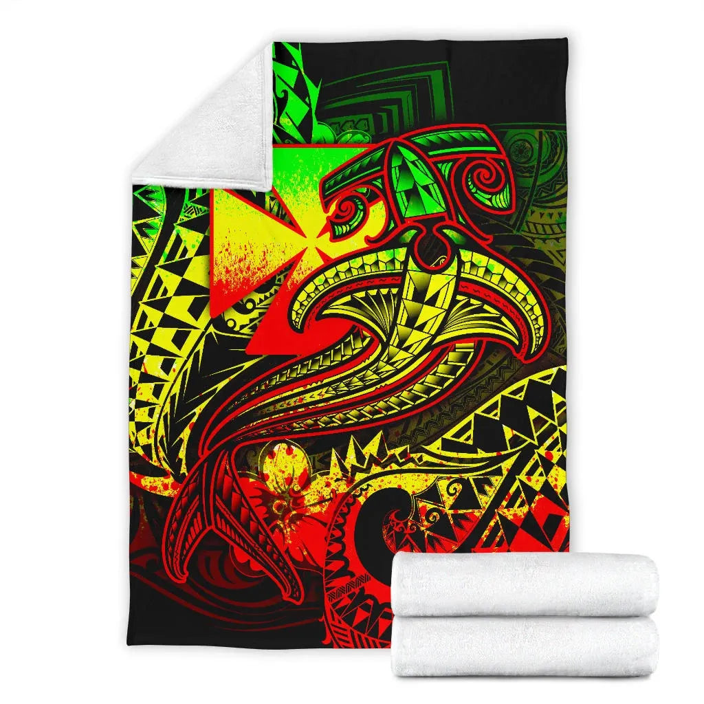 Polynesian Wallis and Futuna Premium Blanket - Reggae Shark Polynesian Tattoo