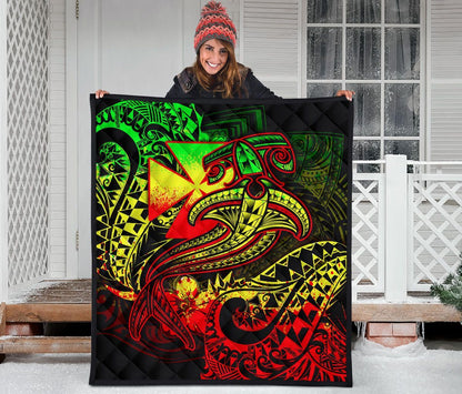 Polynesian Wallis and Futuna Premium Quilt - Reggae Shark Polynesian Tattoo