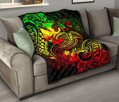 Polynesian Wallis and Futuna Premium Quilt - Reggae Shark Polynesian Tattoo