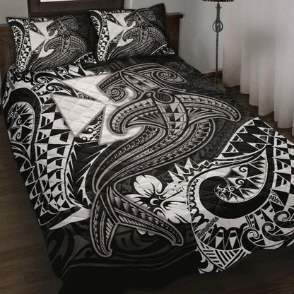 Polynesian Wallis and Futuna Quilt Bed Set - White Shark Polynesian Tattoo