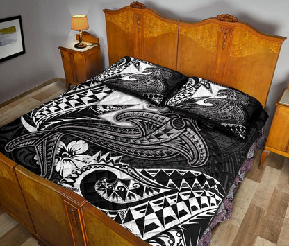 Polynesian Wallis and Futuna Quilt Bed Set - White Shark Polynesian Tattoo