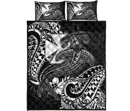Polynesian Wallis and Futuna Quilt Bed Set - White Shark Polynesian Tattoo