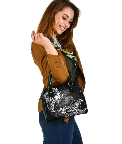 Polynesian Wallis And Futuna Shoulder Handbag - White Shark Polynesian Tattoo