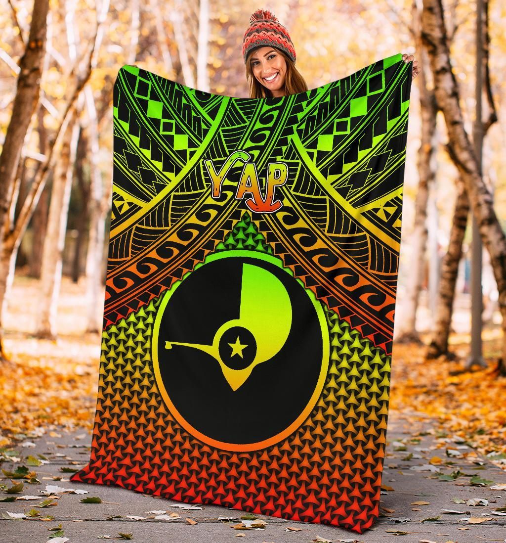 Polynesian Yap Premium Blanket - Reggae Vintage Polynesian Patterns
