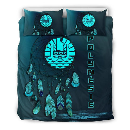 Polynesia Duvet Cover Set - Polynesian Flag Dreamcatcher Blue