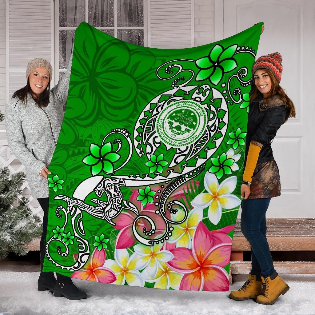 FSM Premium Blanket - Turtle Plumeria (Green)