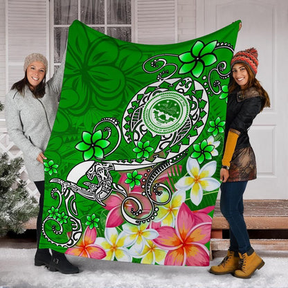 FSM Premium Blanket - Turtle Plumeria (Green)