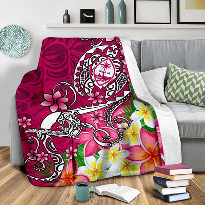 Guam Premium Blanket - Turtle Plumeria (Pink)