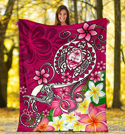 Guam Premium Blanket - Turtle Plumeria (Pink)