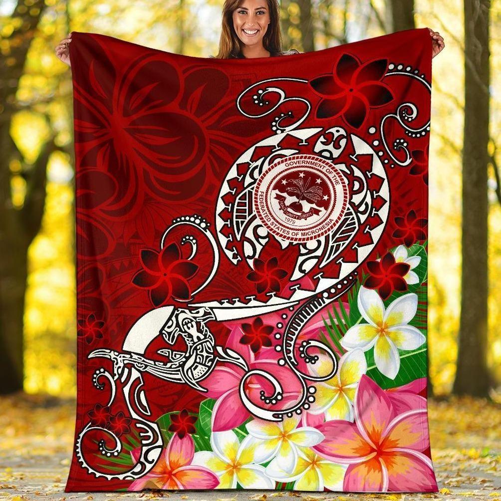 FSM Premium Blanket - Turtle Plumeria (Red)
