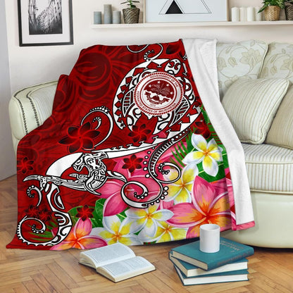 FSM Premium Blanket - Turtle Plumeria (Red)