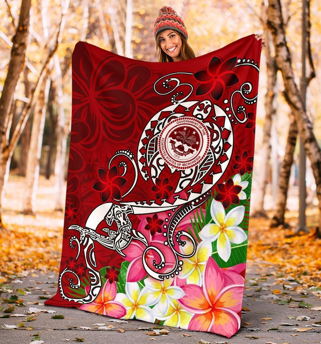 FSM Premium Blanket - Turtle Plumeria (Red)
