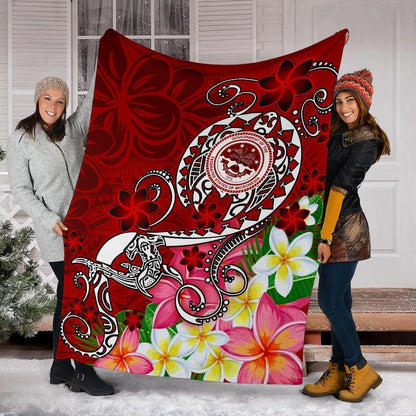 FSM Premium Blanket - Turtle Plumeria (Red)