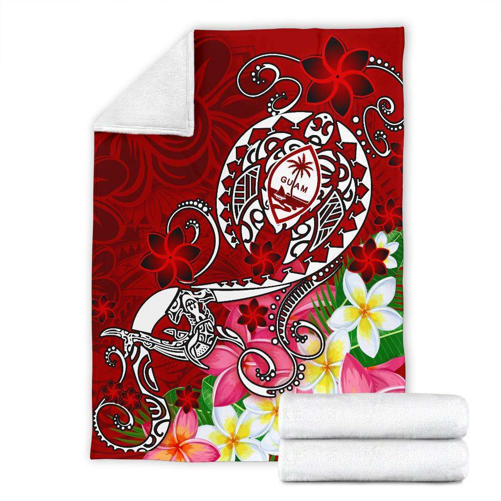 Guam Premium Blanket - Turtle Plumeria (Red)